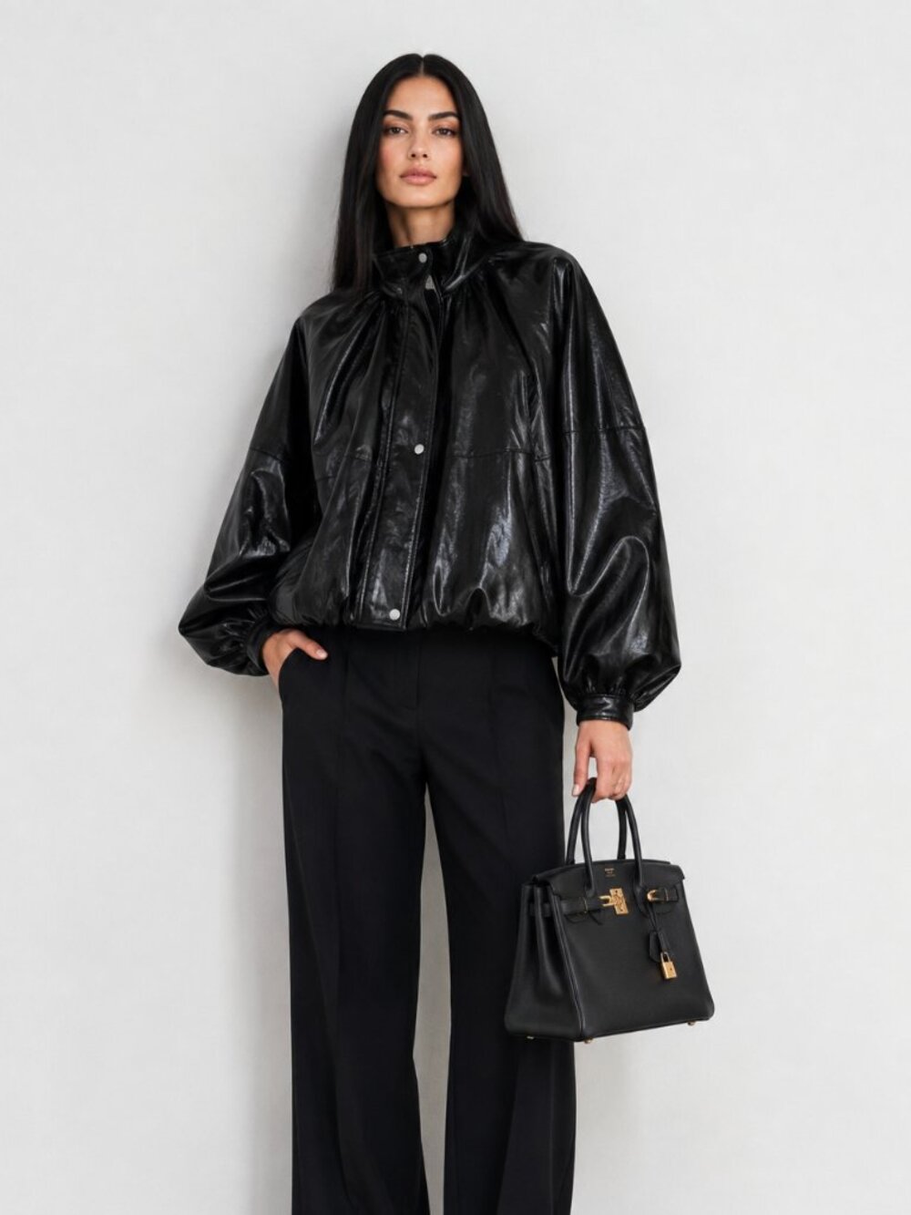 ZARA FAUX LEATHER BOMBER JACKET